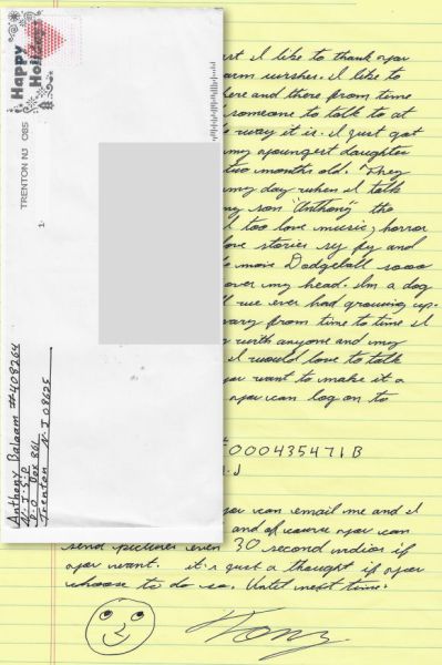 Anthony Balaam - TRENTON STRANGLER - Handwritten Letter and Envelope