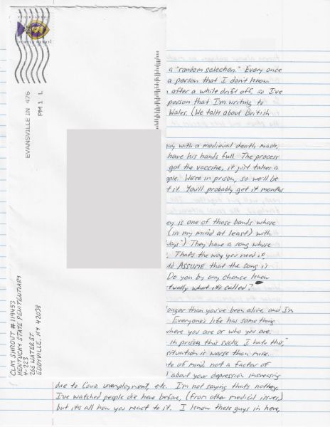 Clay Shrout - Handwritten Letter and Envelope
