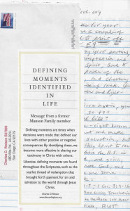 Charles 'Tex' Watson - MANSON FAMILY - Handwritten Letter and Envelope