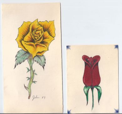 John Robinson - Two handmade/hand drawn love cards to his then wife Nancy