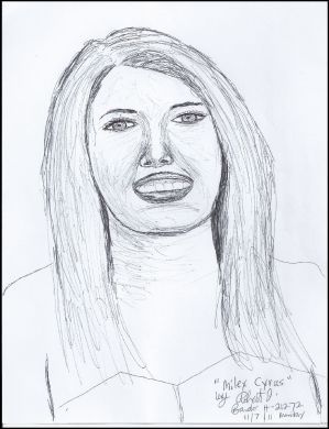 Robert John Bardo 8x11 ink drawing of Miley Cyrus