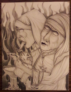 Brian Folsom - Original 9X12 Artwork 'Demon Baptism'