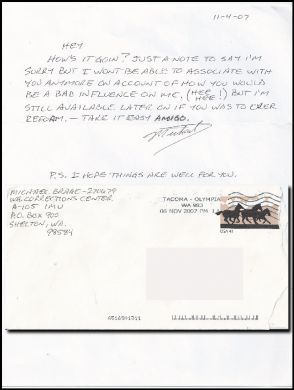 Michael Braae handwritten letter and envelope