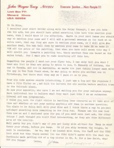 John Waye Gacy - 1 Page Typed Letter Signed (NO ENVELOPE)
