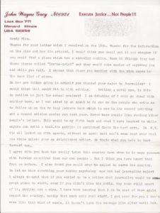 John Waye Gacy - 2 Page Typed Letter Signed (NO ENVELOPE)