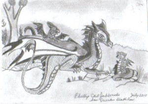 Phillip Jablonski 5.5x8 dragon pencil drawing