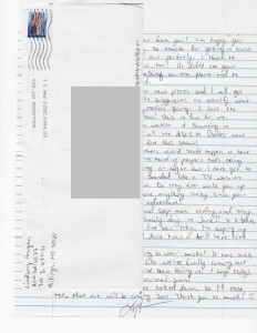 Lindsay Haugen - I AM A KILLER - Handwritten Letter and Envelope