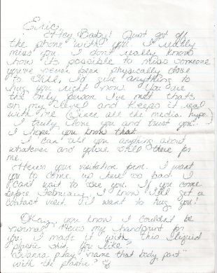 Christa Pike two page handwritten letter (DISCOUNTED NO ENVELOPE)