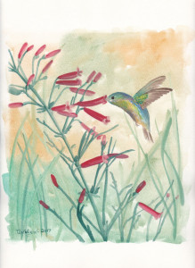 Michael Tenneson - Original 9X12 Watercolor - Hummingbird