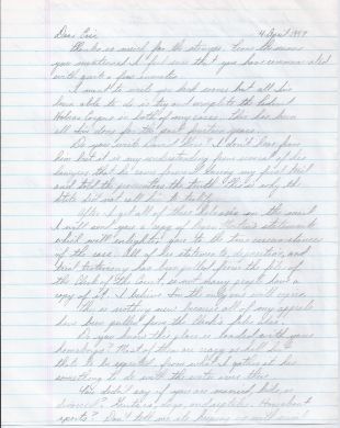 Fred Waterfield handwritten one page handwritten letter [DISCOUNTED NO ENVELOPE]