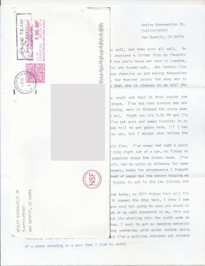 Wesley Shermantine - SPEED FREAK KILLER - Typed Letter and Envelope